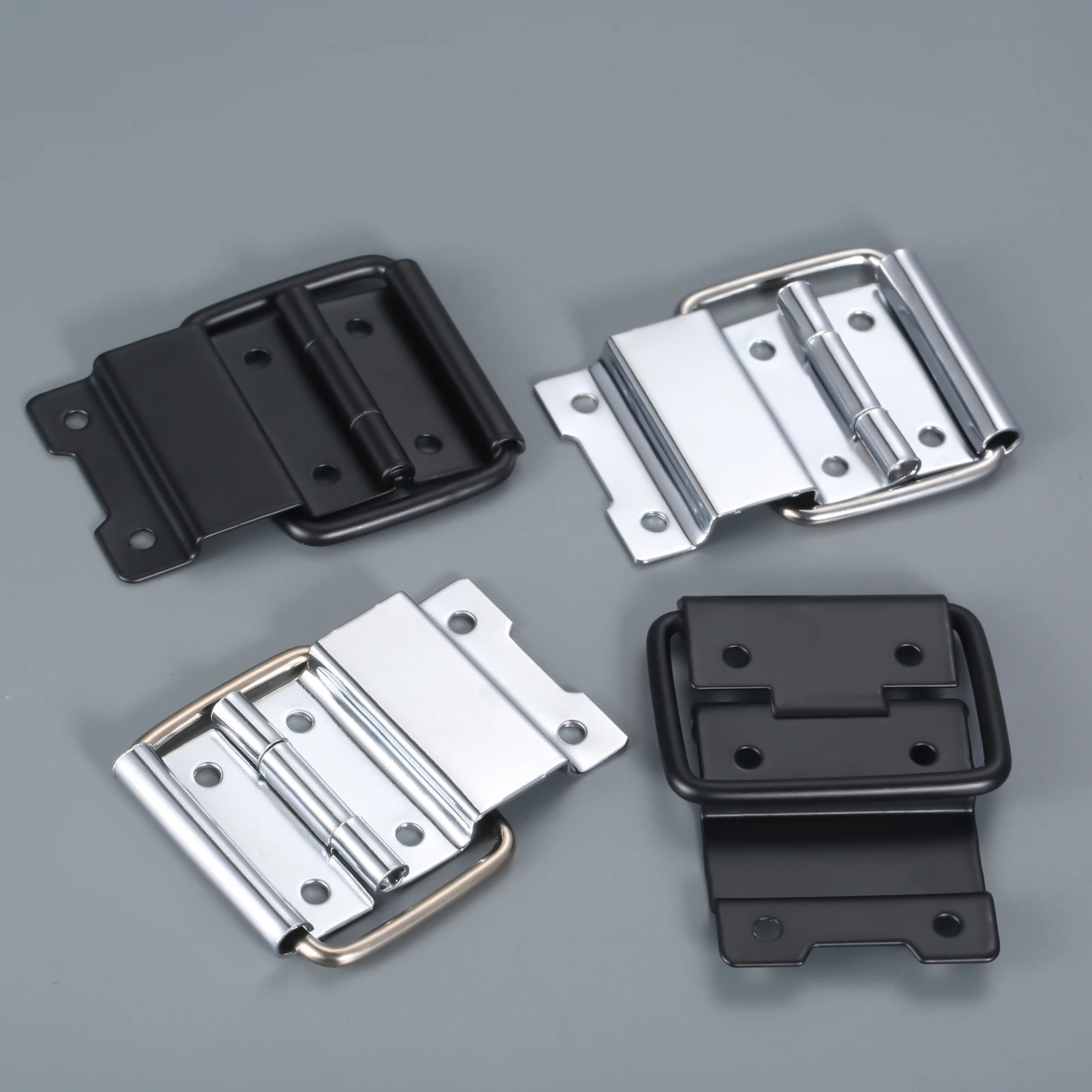 Cabinet Hinges 2Pcs Sliver/Black Flight Case Doors Tool Boxes Lockers Support Hinge Suitcase Fitting Air Box Accessories 6 Hole