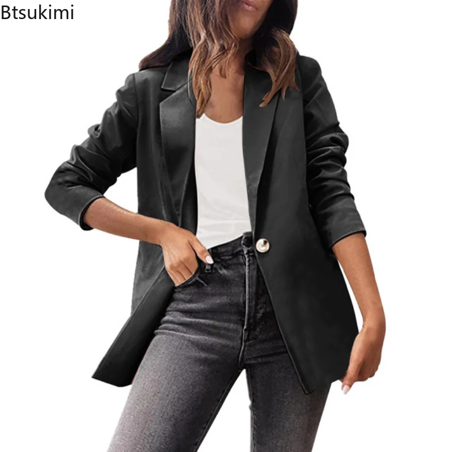 2023 Women Blazer Jackets Business Casual Solid Color Long Sleeved Small  Suit Temperament Slim Top Coat Blazer Mujer De Moda - Tailored Coat -  AliExpress