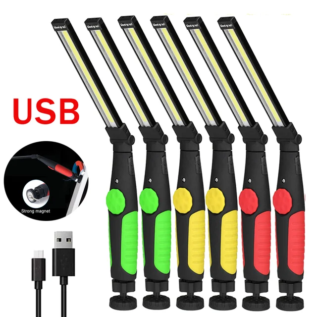 1/3/6Pack Folding Flashlight Led Work Light Rechargeable Strip Lamp  Magnetic Inspection Light WorkShop Car Repair Torch Lighting - AliExpress