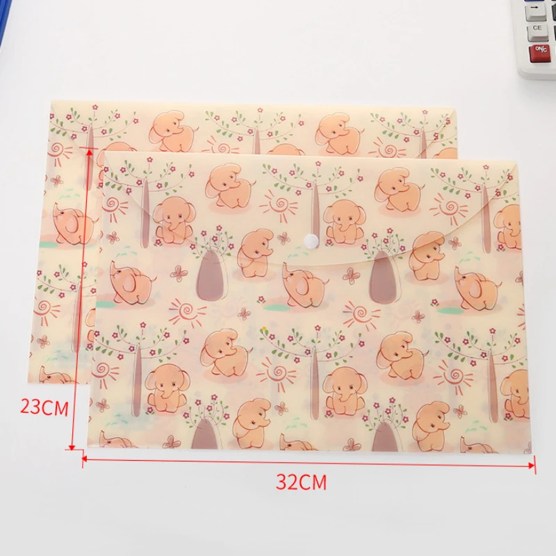 Office folder 1pc A4 Cute Cartoon Animal Button File Folder PP Waterproof Student Exam Paper Document Organizer School Office Accessories