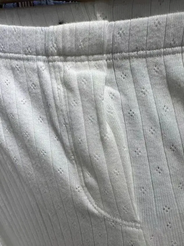 Eyelet White Tank Pant Home Set Woman Bow Slim Crop Top+Elastic High Waist Straight Trousers Summer Cotton Pajama 2 Piece Sets 5