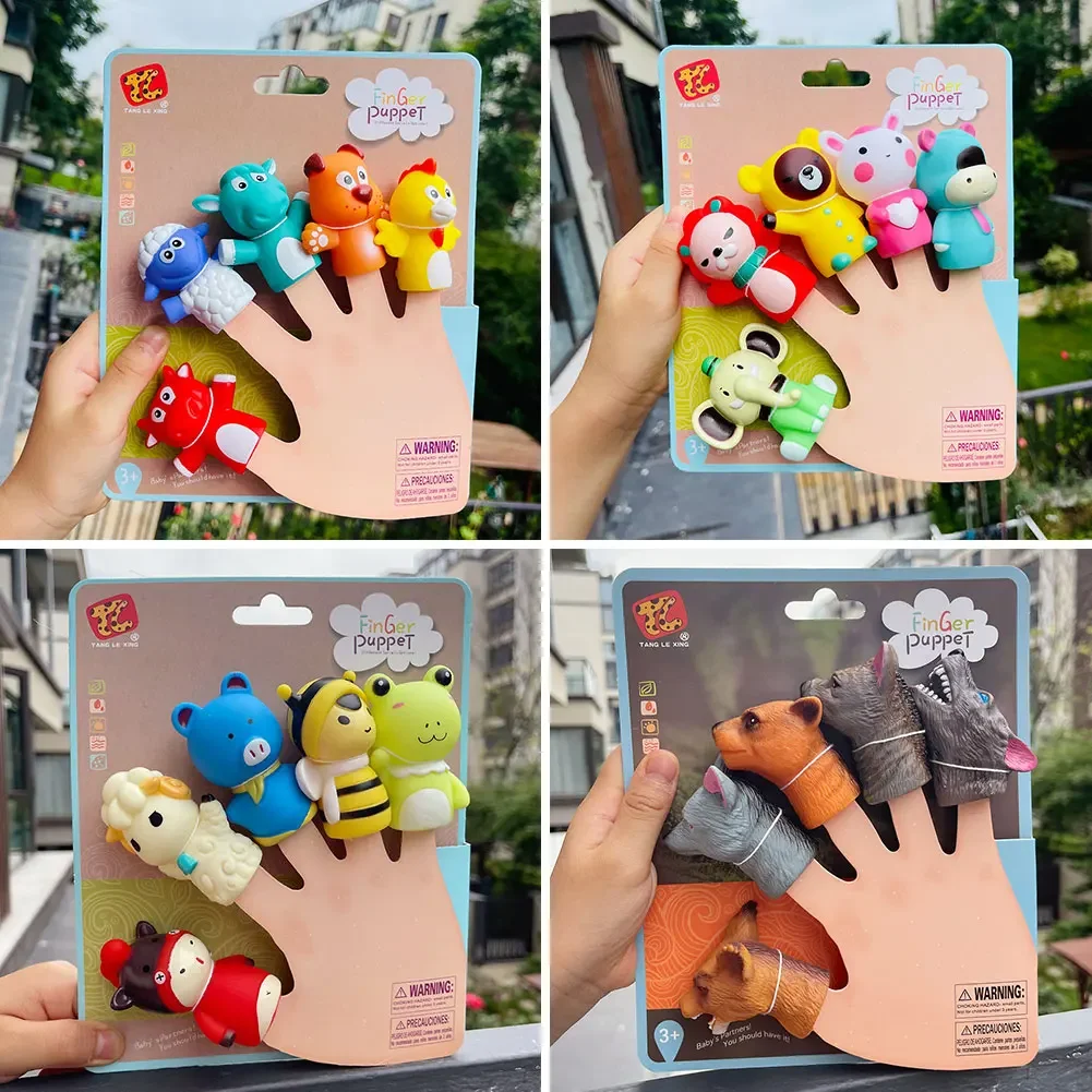 키즈 미니 동물 과일 야채 손가락 인형 장난감 세트 이야기하기  교육용 스토리 타임 목욕 부모 자녀 게임