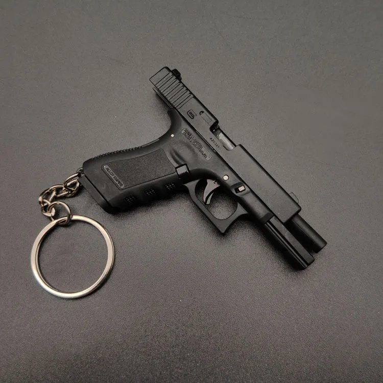 합금 엠파이어 글록 G17 G34 권총 모델, 쉘 방출 미니 장난감 총 키체인 무기, 금속 가짜 총, 총알 포함 무료 조립
