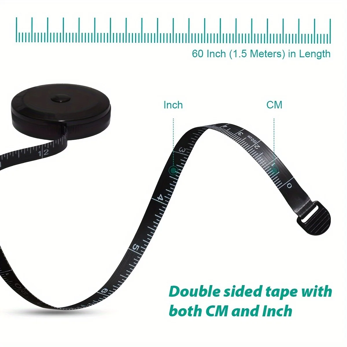 150cm/60인치 접이식 소프트 줄자 휴대용 원형 줄자 바디/재봉/재단/공예/원단 측정용