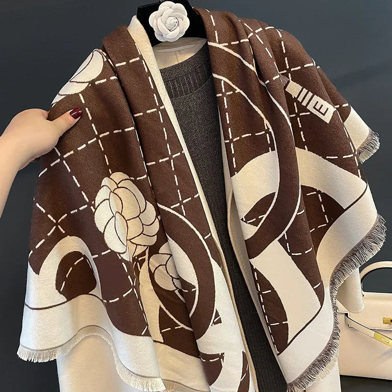 Luxury Brand Women Scarf Cashmere Shawl Wraps Square Blanket Scarves Winter Pashmina Printed Neckerchief Female Foulard Bufandas