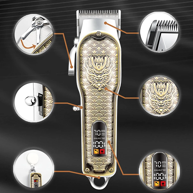 WAIKIL Professional Men's Electric Hair Clipper Set Facial Treatment Device Retro USB Charge Shaver Oil Head Carving Machine 3