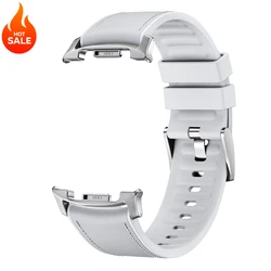 Premium Leather Silicone Watch Strap - Original Connector Wristband - Watch 8 Classic 46mm (Grey)