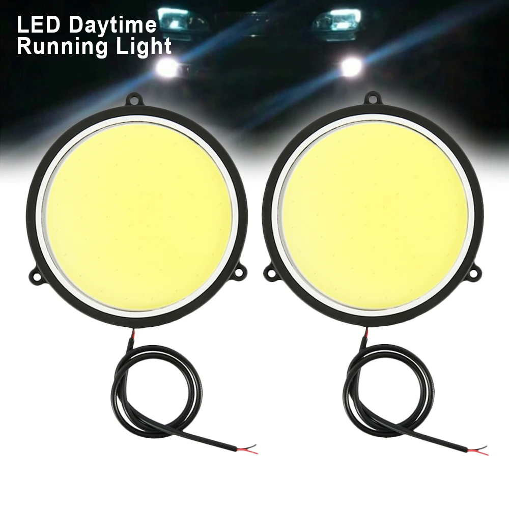 2PCSCircularHighPowerCOBLEDDaytimeRunningLightDRLWhiteRound