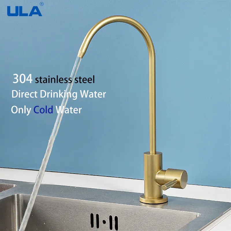 

ULA Kitchen Gold Drinking Faucets Stainless Steel Kitchen Tap Anti-Osmosis Purifier Water Only Cold Water Kitchen Sink Faucet