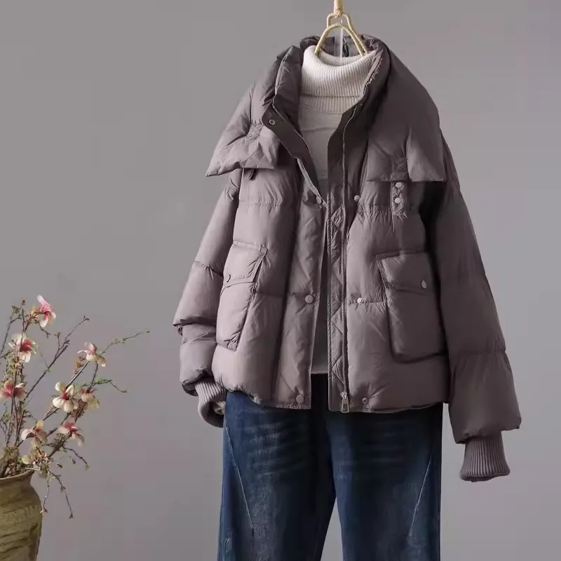 Chaqueta De Plumas Para Mujer - Plumón De Pato Blanco, Resistente Al Agua, Con Bolsillos Con Cremallera, Ligera Y Cálida