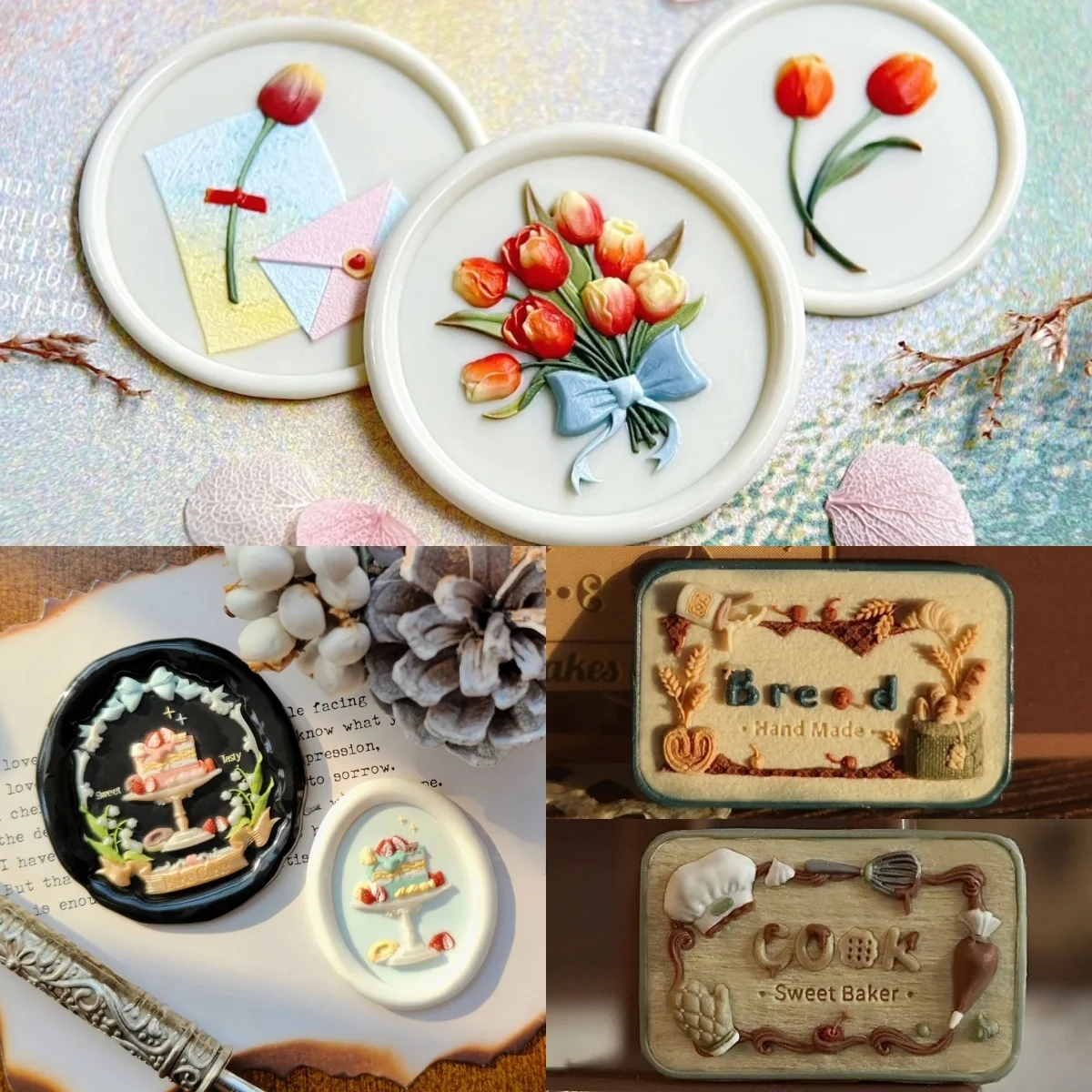 Cute  Claw Tulip Series Stamp Head Copper Head Philatelic Seal Eming Snake Year Wealth Attraction Busin Stamp