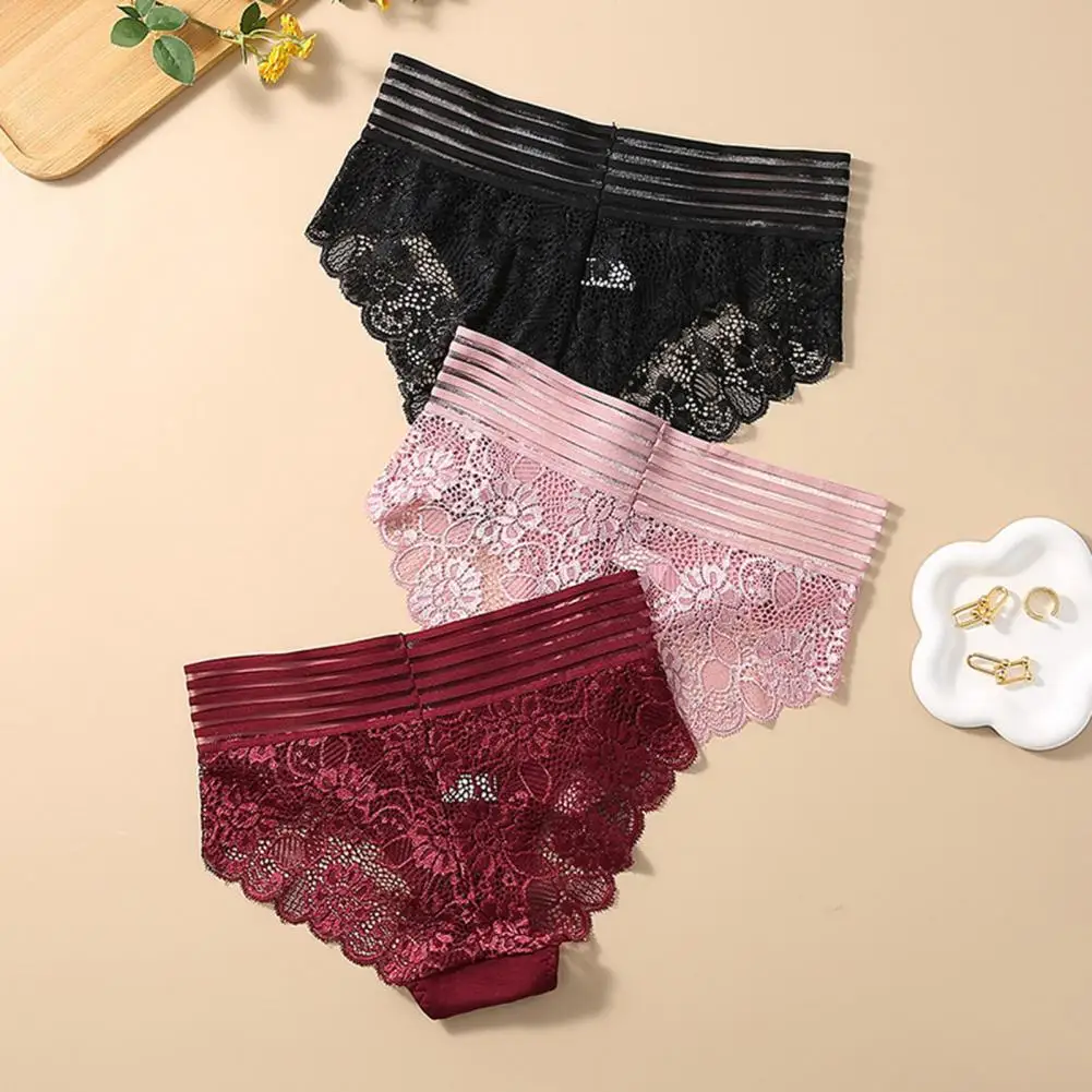 

Breathable Women Panties High Waist Lace Flower Embroidery Plus Size Briefs Soft Breathable Quick-drying Women's Underwear Lady
