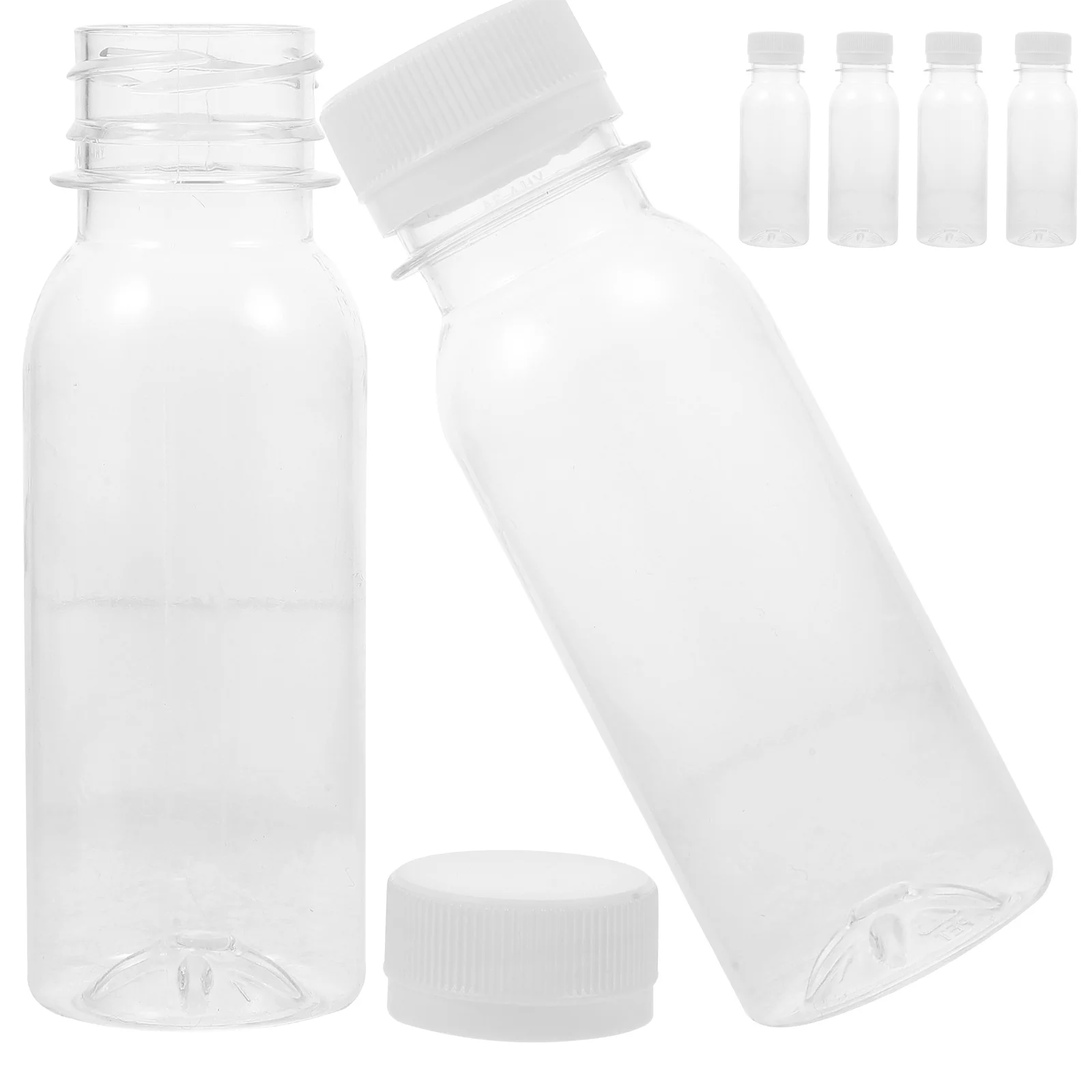 Plastic Beverage Bottle 6pcs Clear Milk Juice Bottle 100ml Milk Breast Storage Bottle With Lid Plastic Child Disposable Beverage Container KitchenSupply