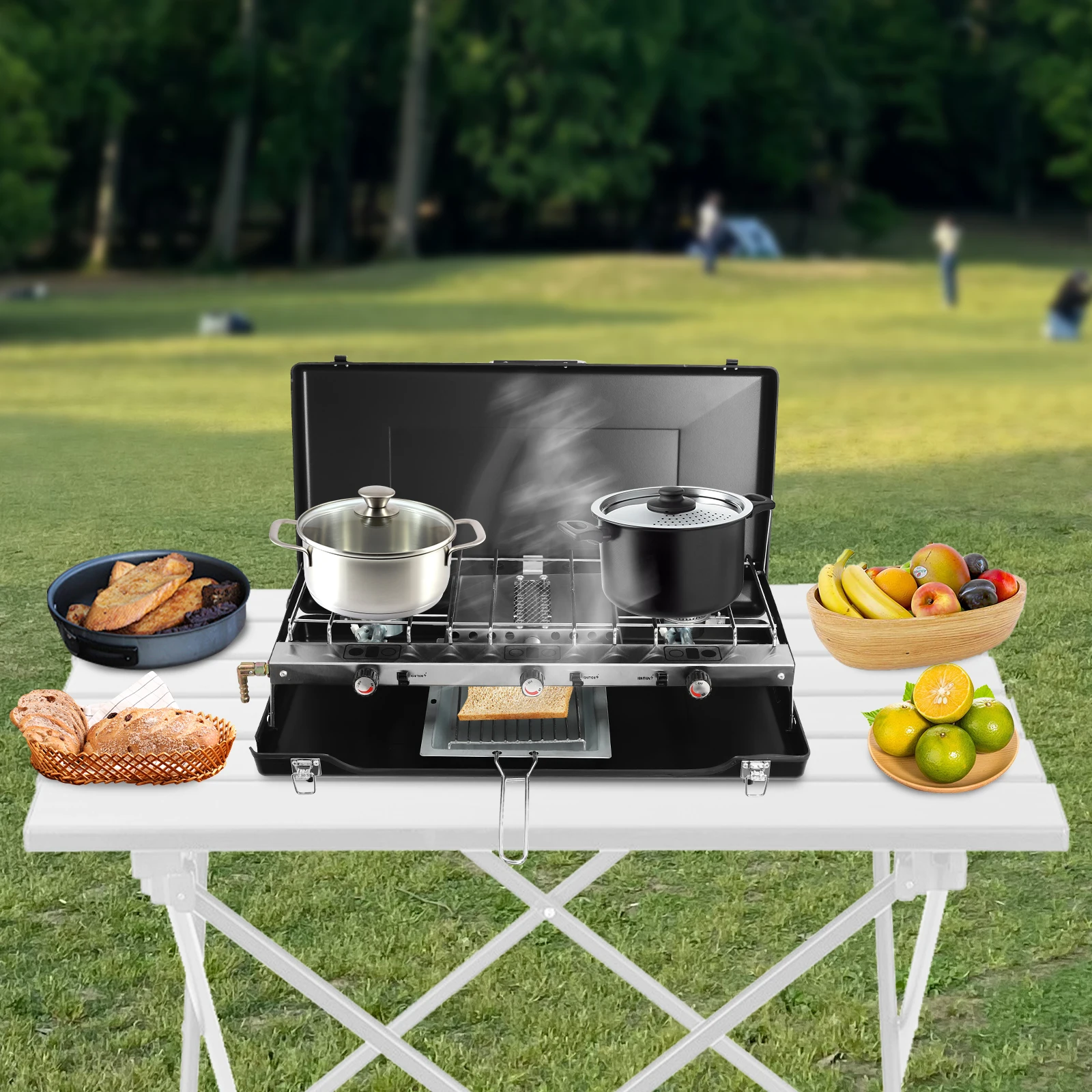 Camping Stove Portable Grill 3-burner 2