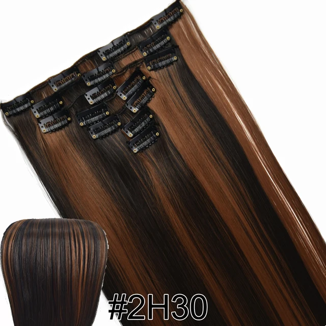 TOPREETY Heat Resistant B5 Synthetic Fiber 130gr Straight clip in hair Extensions 7006 2H30