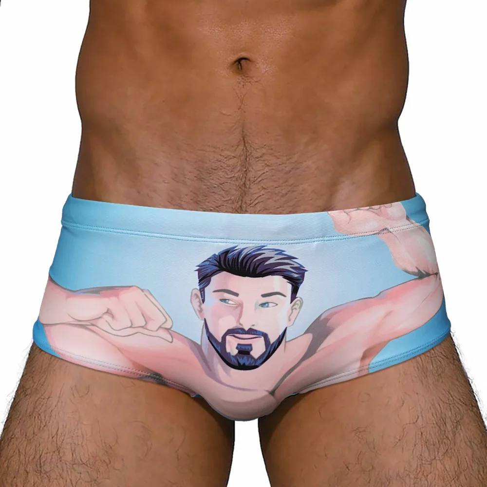 

Flat Angle Men's Swimming Trunks Cartoon Pattern Personality Underwear Boxer Shorts Beach Sports Surfing Swimwear
