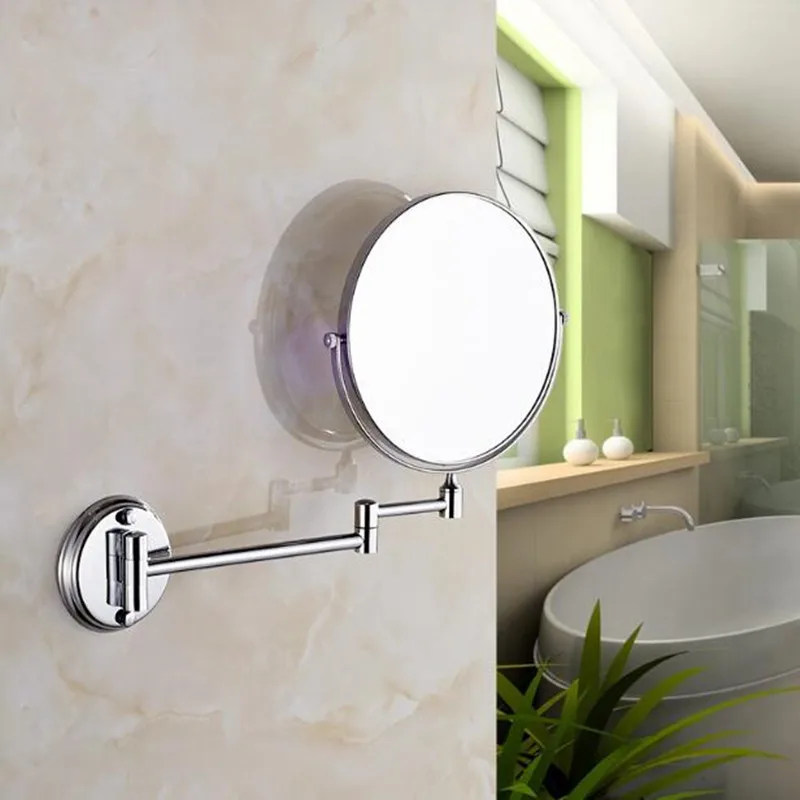 Antique bathroom folding makeup sided mirror retractable folding magnifier beauty mirror Rose gold