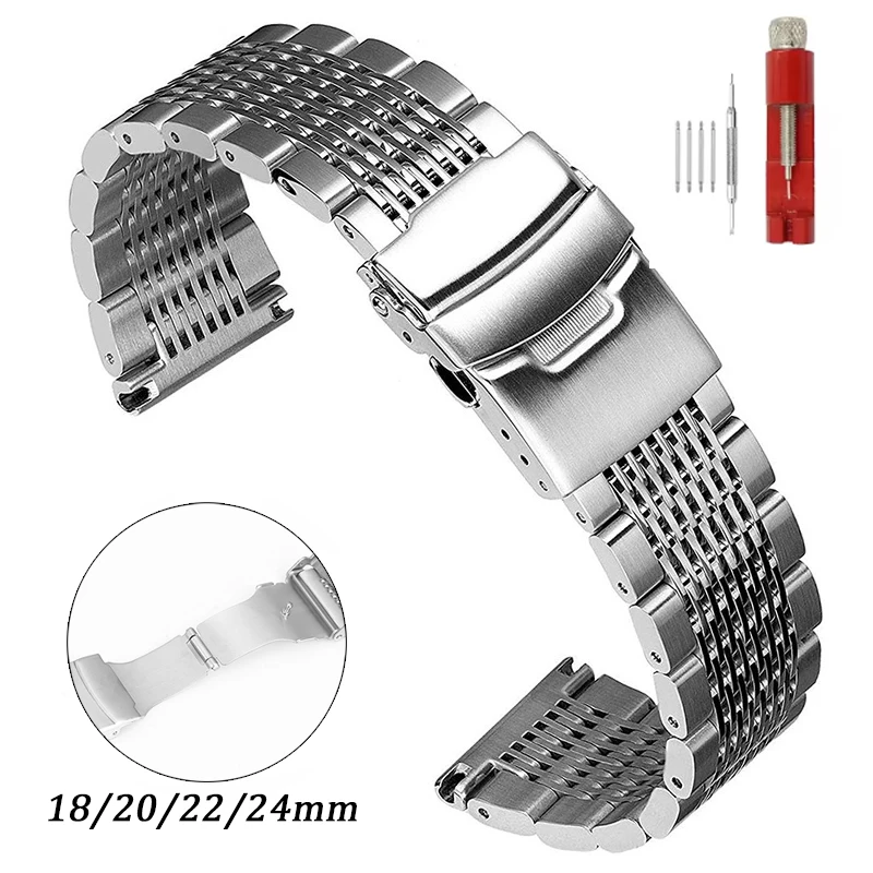 Premium Solid Stainless Steel Mesh Bracelet with Folding Buckle - Universal Fit Wristband