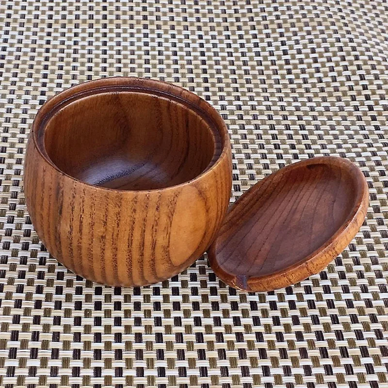 Wooden Spice Jar with Lid and Spoon Natural Wooden Salt Sugar and Pepper Storage Jar Kitchen Seasoning Tools Herb Holder