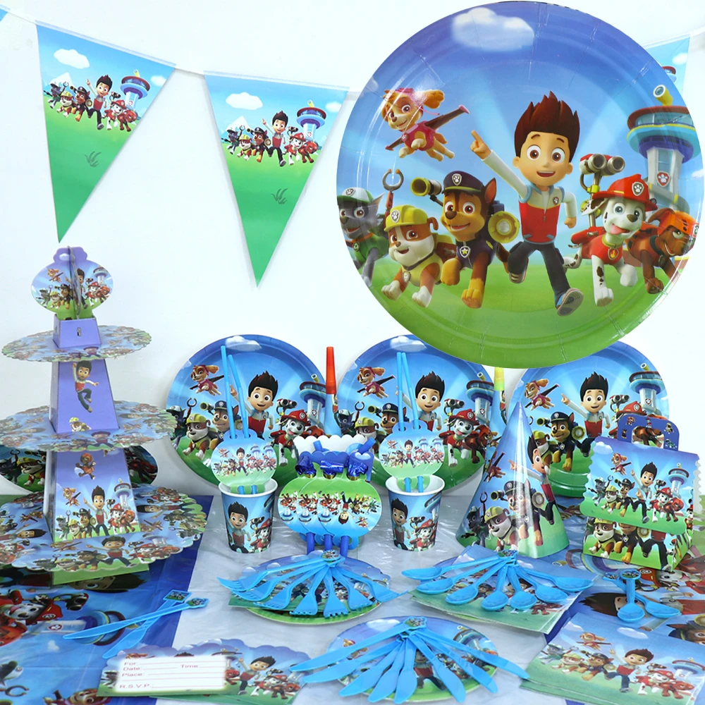 

PAW Patrole, мультяшная тема, Детская модель на день рождения, декоративная игрушка, подарок для детей, аксессуары для одноразовой посуды, наборы