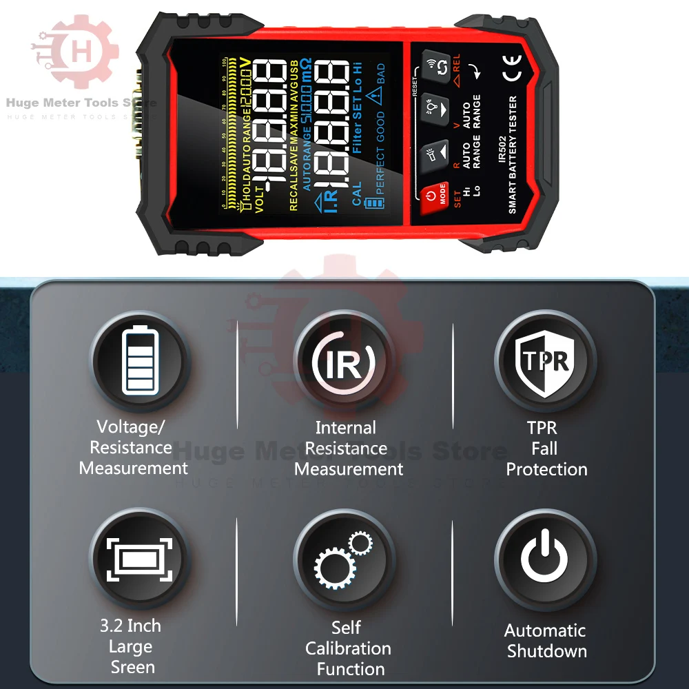 IR502 &plusmn;120V precision battery internal resistance tester 500&Omega; 4-wire Kelvin test lead-acid lithium nickel-cadmium batteries tool