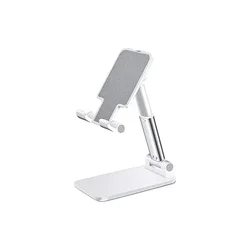 Adjustable & Foldable Cell Phone Desk Stand - Portable Holder with Flexible Angle and Height (WHITE)