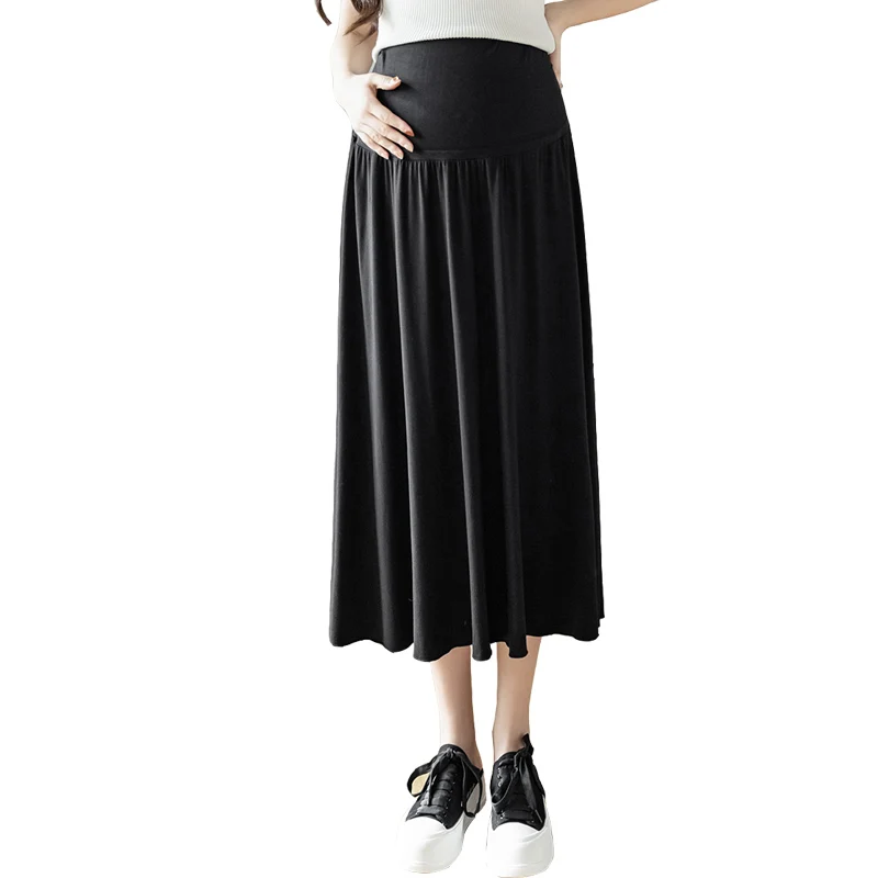 Maternity Full Skirts Summer High Waist Long Loose Pregnant Woman Umbrella Skirt Black Grey pregnant women skirt