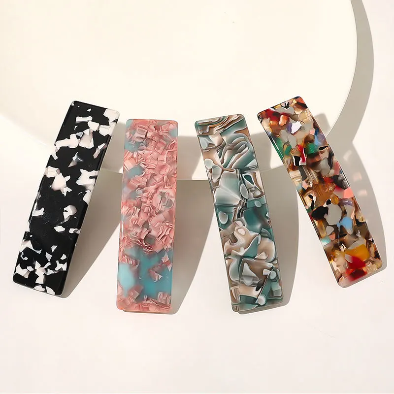 

Women Bling Glitter Hairpins Square Geometric Leopard Marble Acetate Colorful Barrettes Hair Clips Hairgrips Hair Accessories