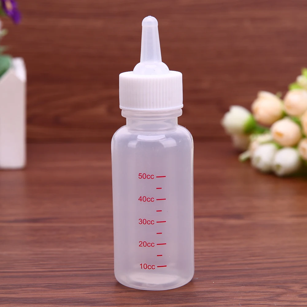 Transparent Newborn Baby Bottle with Cap 50ml Imebaby Baby Feeding Bottle Nipple-Squeezably Eco-friendly for Puppy Little Rabbit