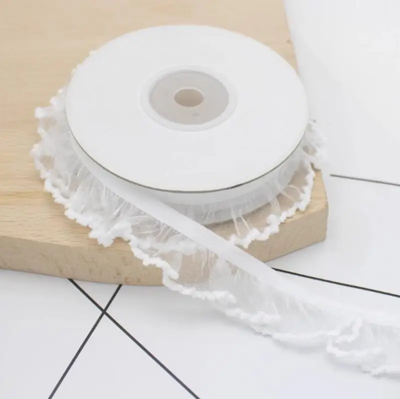 Lace Ribbon Lace Fabric Lace Sewing Accessories Lace Sewing Supplies Lace Accessories Lace Garment Accessories 2 Meters Apparel Sewing DIY Elastic Ruffle Lace Trim Pleated 2cm
