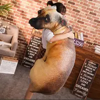 3D Lifelike Animal Cute Bend Dog Printed Throw Pillow Funny Dog Head Cosplay Children Favorite Toy Cushion for Home 2