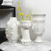 Scandinavian White Ceramic Vase Decoration Home Decoration Crafts Modern Interior Decoration Countertop Vase Art Face Shape Vase 1