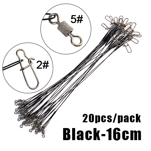 20pcs 16/20/25cm Anti-bite Steel Wire Leader Leashes For Fishing