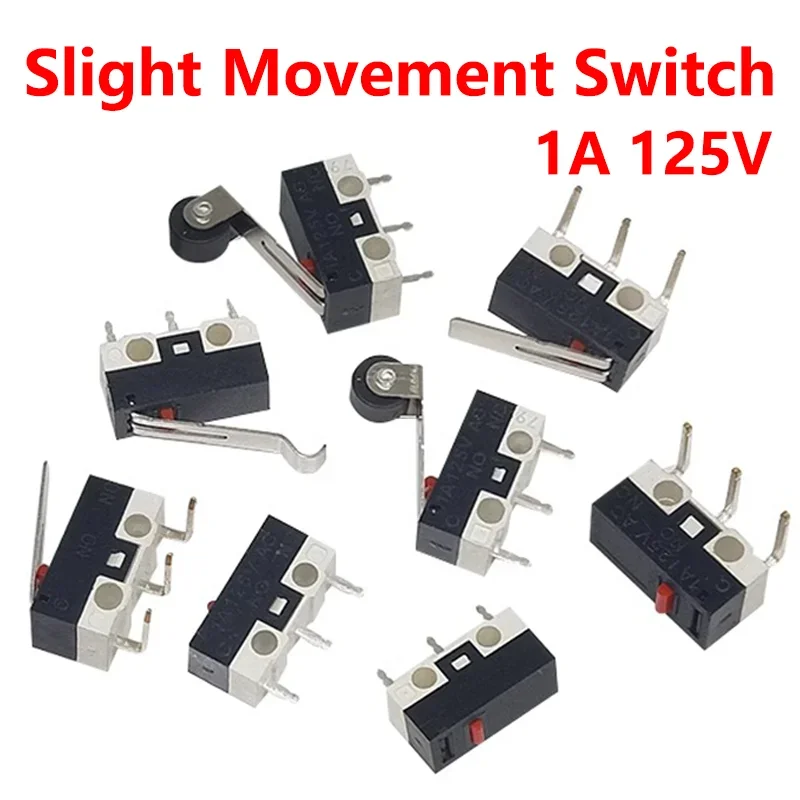 20PCS 3 Pins 1A 125V Mini Micro Limit Switch Terminals SPDT Roller Arc lever Snap Action Push Micro Mouse switches C NO NC PCB light touch switches