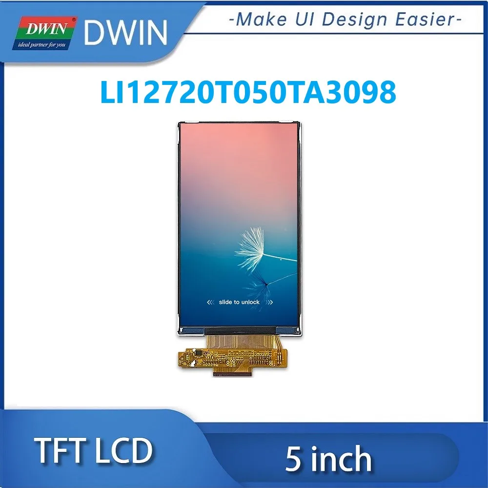 

DWIN 5-дюймовый 720x128 0 IPS TFT ЖК-модуль 300 яркий ILI9881H Драйвер IC MIPI 40PIN с сенсорным LI12720T050TA3098