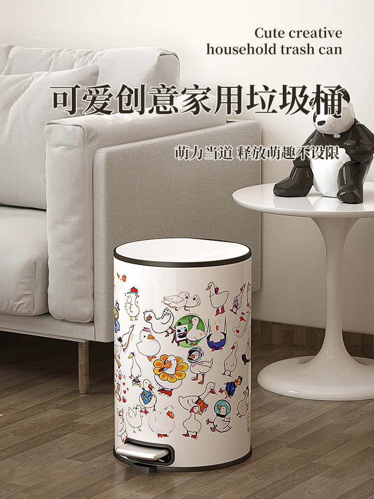 

Мусорная корзина для гостиной дома креативная милая девочка Сделай Сам утка Ins современный минимализм с крышкой большая емкость
