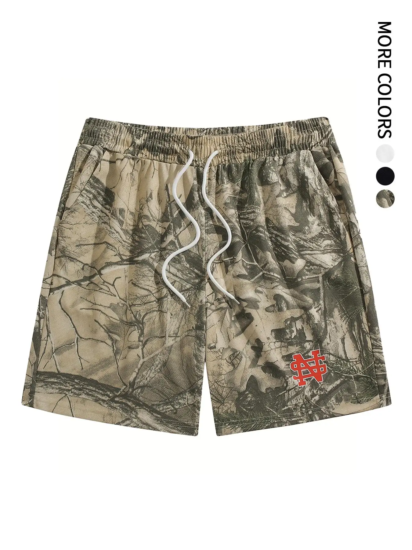 Shorts Hombre Camuflaje - Cintura Elástica Con Cordón, Bolsillos Con Cremallera, Tela Algodón/Poliéster