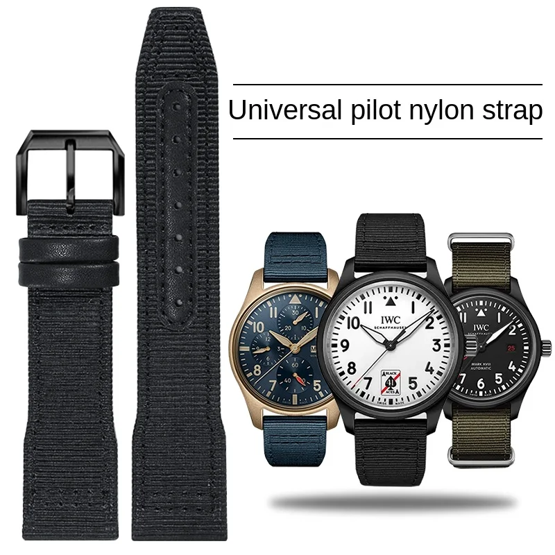 Cinturino Per Orologio In Nylon Sostitutivo Iwc Pilot/Picche A/Top Gun Series Flat Straight Interface Canvas Watch Strap 20/21/22Mm