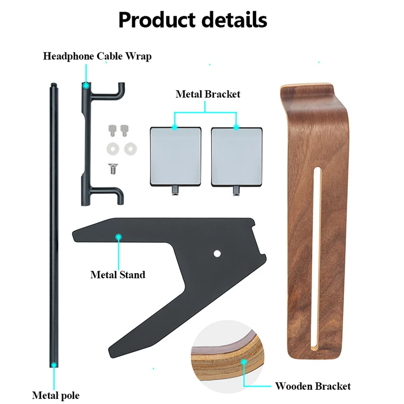 2in1 Universal Headphones Stand Wood+Aluminum Alloy Headset Hanger Gaming Handle Holder Bracket Display Shelf for PS5/PS4/XBOX
