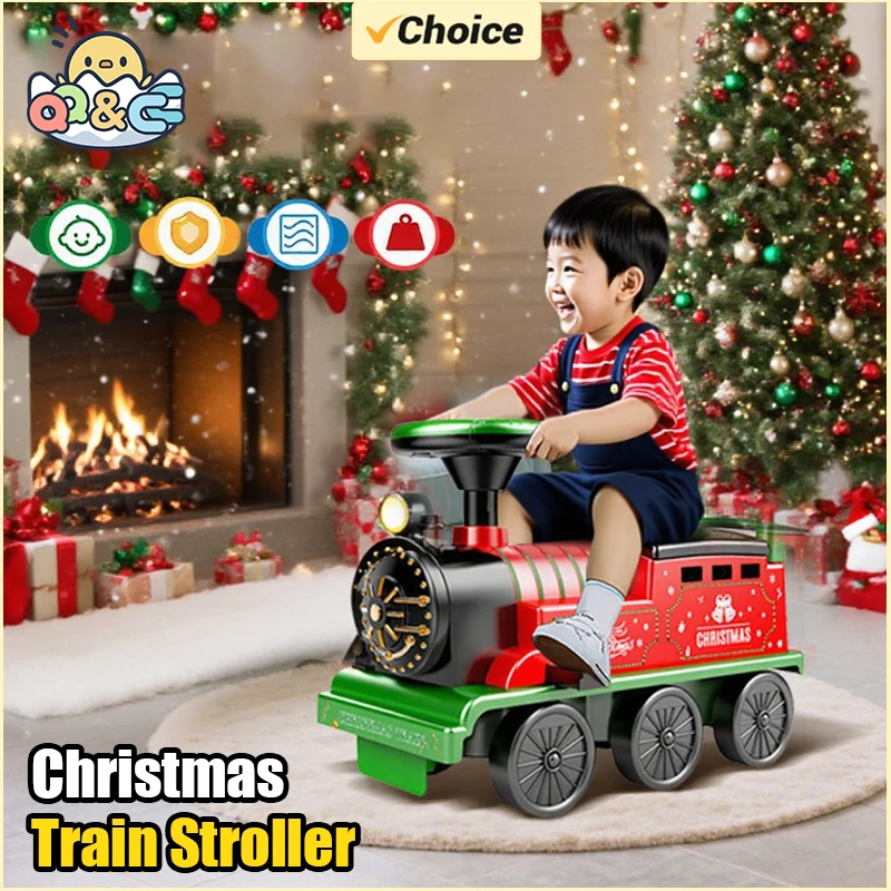 Plastic Ride On Train Toy with Lights and Sounds for Kids
