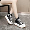 2024 Spring autumn Female Women High Top Sneakers Lace-Up Casual Plarform Height Canvas Non-slip Wear Resistant Vulcanize Shoes 3