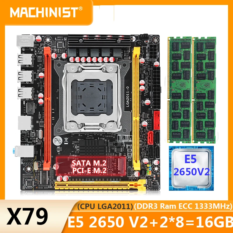 MACHINIST X79 комплект материнской платы с Xeon LGA 2011 E5 2650 v2 CPU DDR3 ОЗУ 2 шт. * 8 ГБ = 16 Гб 1333 МГц