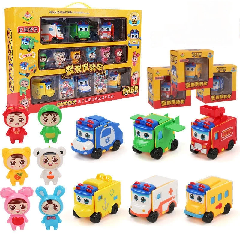 

GoGoBus Action Figure Robot Cars Deformation Transformation Vehicles Anime Cartoon Police Fireman Models Toys Kids Gifts