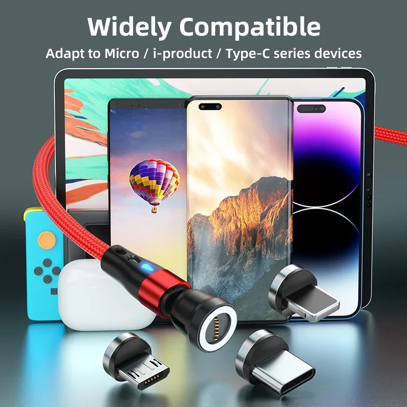 Enhanced Title: AUFU 540° Rotating Magnetic Fast Charging Cable with 5A Power Delivery