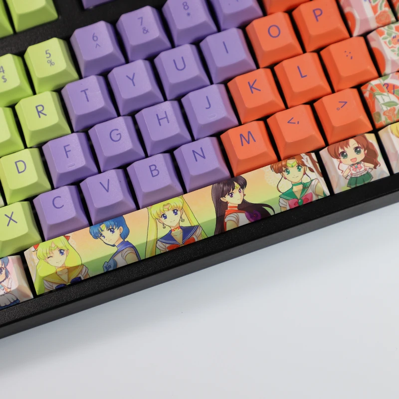 Cartoon Anime Gaming Key Caps Pbt Dye Subbed Keycaps Cherry Profile Keycap para Pretty Guardian Sailor Moon 108 Chaves Set - Imagem 2