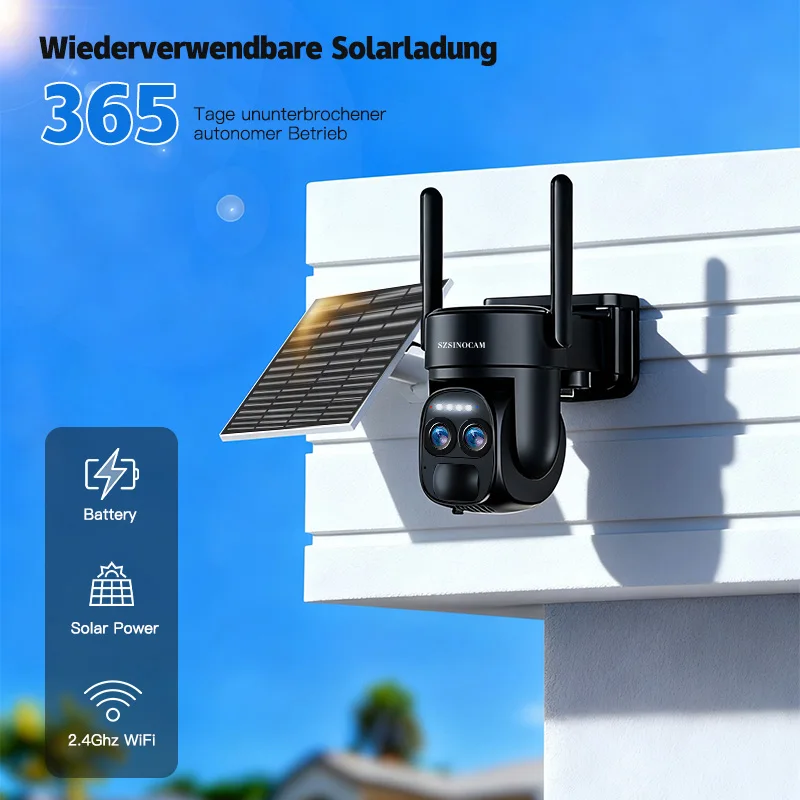 SZSINOCAM Wifi Camera Outdoor 3MP Dual Lens Dual Screens Black Surveillance Camera Night Vision Human Detection Security Camera 6