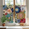 Sunpretty Boho Flower Curtains and Valances for Windows 3 Pack, Small Window Curtains for Living Room Bathroom,Basement Curtains 5