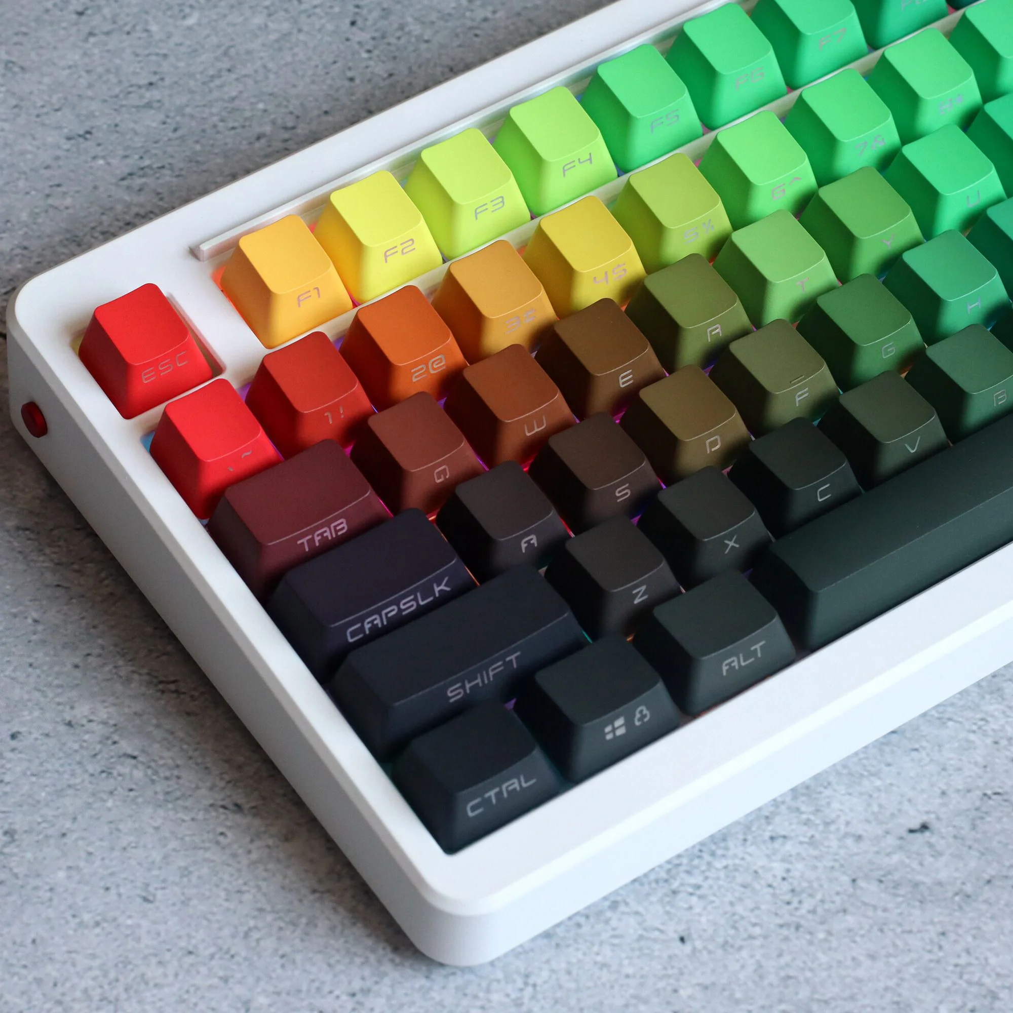 Conjunto Prism Keycaps Pbt Tintura Subbed Backlit Chave Tampões Oem Perfil Colorido Gradiente Keycap com Deslocamento 1.75u para sp 60 64 68 84 87 1 - Imagem 2