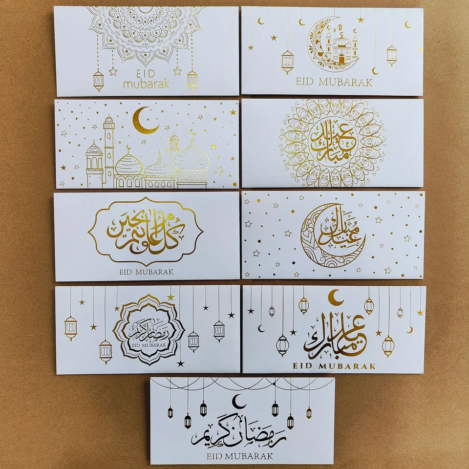Eid Mubarak Bolsas Paquete De 10 Sobres Eid Mubarak Dorados, Sobres De Estampad | Meses Eid Mubarak Gift