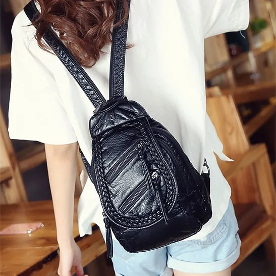 2025 new mini shoulder bag female bag Korean fashion wild embroidery soft leather small backpack 3